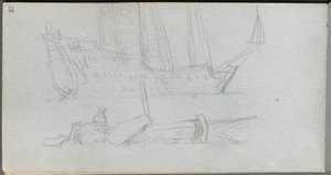 Sketchbook, page 85: Study of a Ship and Buoy