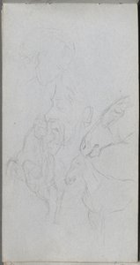 Sketchbook, page 90: Study of Horses, Profiles