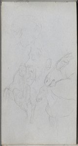 Sketchbook, Page 90: Study of Horses, Profiles