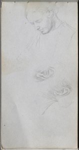 Sketchbook, page 96: Study of a Face, Ears