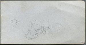 Sketchbook, page 97: Study of Figures, Buildings