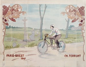 Charles Terront Competing in the First Ever Long-Distance Cycle Race in 1891, Between Paris and Brest by Ernest Montaut
