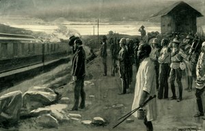 The Train Conveying the Remains of Mr. Rhodes Saluted by the Blockhouse Guards by Ernest Prater