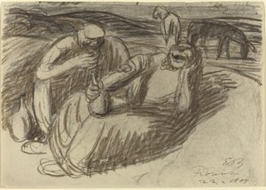 Italian Peasants with Wine Flasks by Ernst Barlach