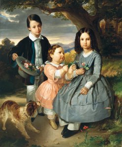 Children group portrait, by Ernst Christian Moser (1815-1867)