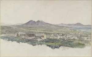 View over Naples with Pompeii on Vesuvius by Ernst Fries