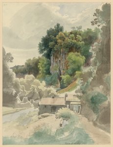 Rock and River Valley with Building near Civita Castellana by Ernst Fries