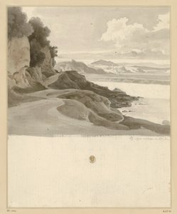 River Landscape with Path on Rocky Shore at Aqua Acetosa by Ernst Fries