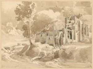 Landscape with River and Aqueduct with Mill near Massa by Ernst Fries