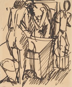 Nude with a Mirror, Standing Before a Washstand, 1908-1910