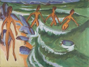 Bathers on the Beach (Fehmarn) by Ernst Ludwig Kirchner