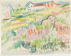 Flower Meadow with Houses by Ernst Ludwig Kirchner