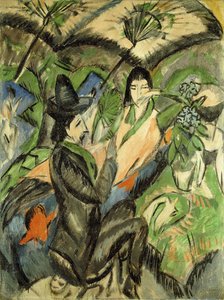 Couple under Japanese Parasols