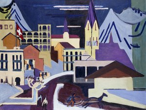 Davos-Platz Railway Station, 1931 by Ernst Ludwig Kirchner