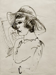 Portrait of Erna with Large Hat by Ernst Ludwig Kirchner