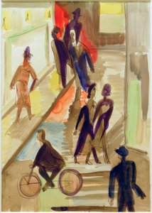 Street Scene with Bicycle by Ernst Ludwig Kirchner