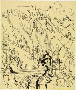 Mountain Landscape with Bridge by Ernst Ludwig Kirchner