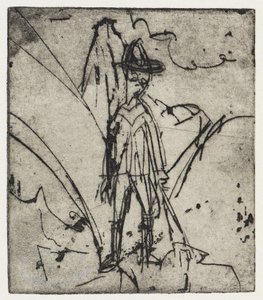 Shepherd in Front of the Mountain/House with Goats - Stafelalp by Ernst Ludwig Kirchner