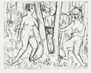 Girls Playing in the Forest. 1923 by Ernst Ludwig Kirchner