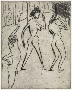 Bathers Entering the Forest / Hippodrome by Ernst Ludwig Kirchner