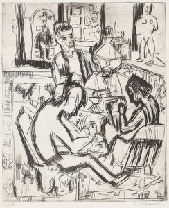 Interior with People by Ernst Ludwig Kirchner
