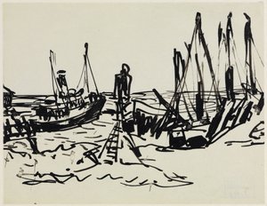 Coastal Steamer and Anchored Boats (Fehmarn) by Ernst Ludwig Kirchner