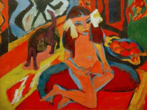 Girl with Cat, Fränzi by Ernst Ludwig Kirchner