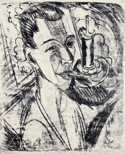 Self-Portrait with Cigarette by Ernst Ludwig Kirchner