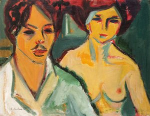 Self Portrait with Model by Ernst Ludwig Kirchner