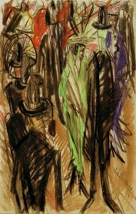 Street Scene with Green Lady by Ernst Ludwig Kirchner