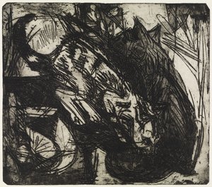 Two Cats/Mountain Houses - Stafelalp by Ernst Ludwig Kirchner