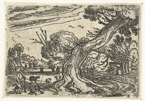 Shepherd by a Leaning Tree (Small Landscapes) by Esaias van de Velde