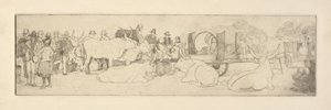 Farm Scene with Bulls