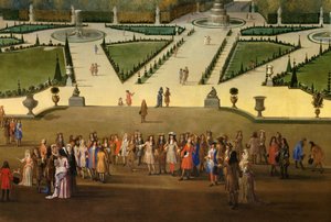 Promenade of Louis XIV in View of the Northern Parterre in the Gardens of Versailles (detail) by Etienne Allegrain