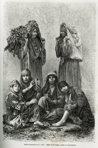 Arabs Ghawarineh, Nomads from the Dead Sea Basin (engraving by E. Ronjat, to illustrate the story of Syria Today by M. Lortet) by Etienne Antoine Eugene Ronjat