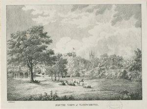 Tamworth - Distant View from South: lithographed, nd [1796-1865] by Etienne Bruno Hamel