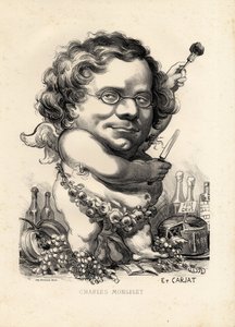 Flying leaf - Illustration by Etienne Carjat (1826-1906): Obesity, Foie gras - Monselet Charles (1825-1888)