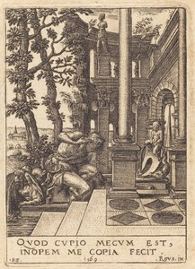 Narcissus at the Fountain by Etienne Delaune after Rosso Fiorentino