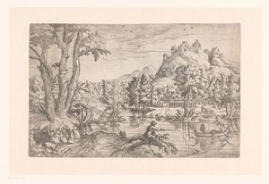 Landscape with Fisherman and Castle on Hilltop