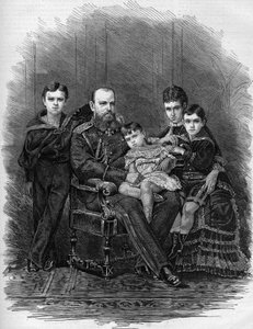 Portrait of the Russian Imperial Family in 1881: Tsar Alexander III and Mary Feodorovna