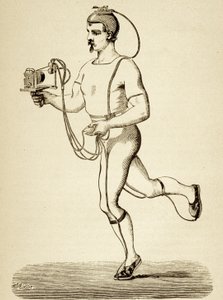 Runner Provided with the Apparatus Intended to Register His Different Paces, from the Popular Science Monthly, Published 1875