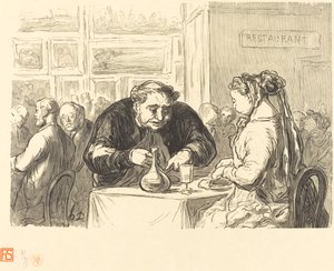 At the Buffet of the Fine Arts Exhibition by Etienne after Honoré Daumier