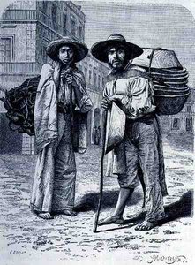 Charcoal and Batteas Vendors, from The Ancient Cities of the New World, by Claude-Joseph-Desire Charnay, engraved by Henri-Theophile Hildebrand, pub. 1887