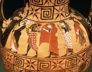 Black-figure amphora depicting the Judgement of Paris by Etruscan