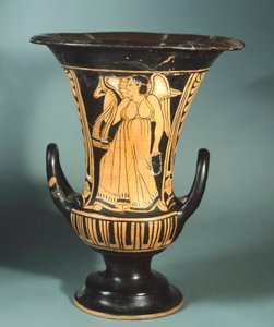Calyx-krater (large vase) by the Berkeley Painter depicting a winged spirit. Red-figure pottery. Etruscan Civilisation, 4th Century BC. by Etruscan