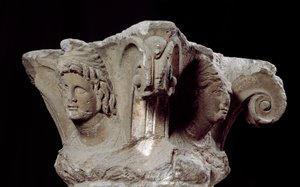 Etruscan civilization: decorated column capitals from the tomb Campanari a Vulci, Italy. End 4th, beginning 3rd century BC. Florence, Museo Archeologico by Etruscan