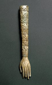 Front arm or handle of flabellum (liturgical fan) in ivory. From the tomb Barberini at Preneste (Palestrina). 7th century BC. Rome, Museo Nazionale di Villa Giulia by Etruscan