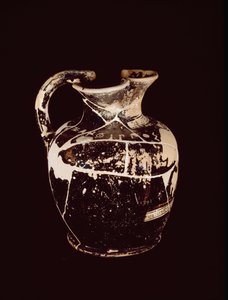 Oenochoe with inscription Xanthippos. From the tomb 709 of Valle Trebbia, 5th century BC by Etruscan