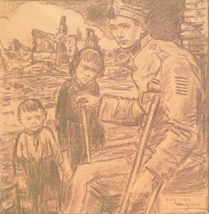 Mutilated Soldier with Children by Eugeen van Mieghem