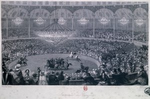 Horse show at Franconi circus, Champs Elysees, Paris, engraved by Charles Mottram taken from Summer and Winter in Paris
